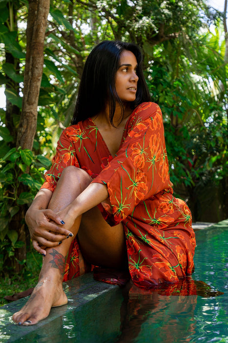 'Gabrielle' Dress - Red Flame Lily