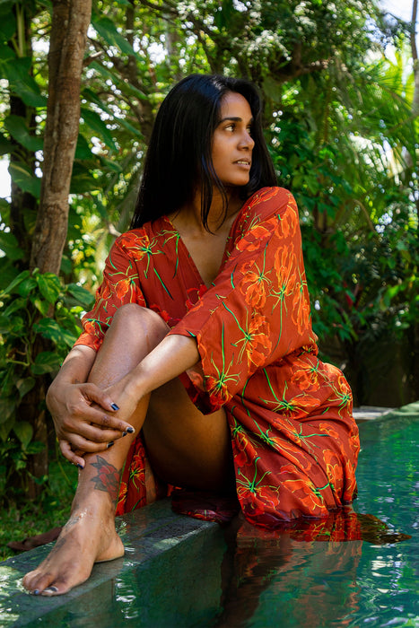 'Gabrielle' Dress -Blk Arum Lily