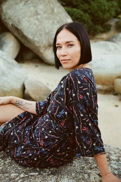 'Gabrielle' Dress - Blk Dragonfly