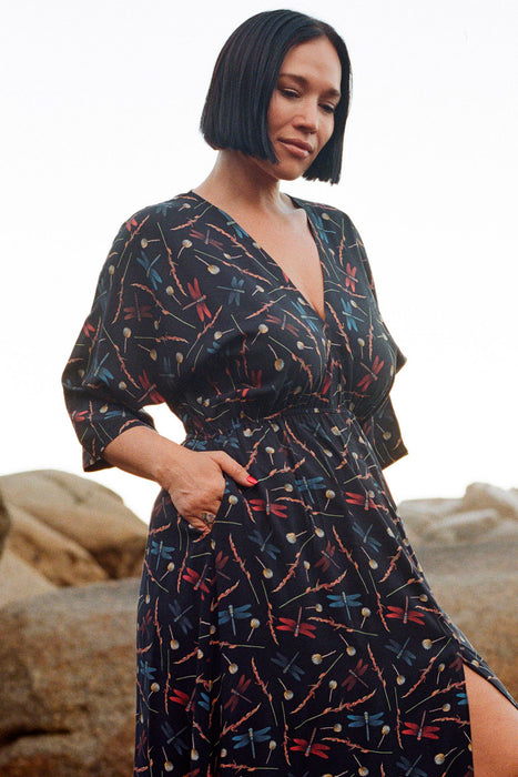 'Gabrielle' Dress - Blk Dragonfly