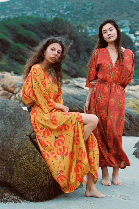 'Gabrielle' Dress - Red Flame Lily