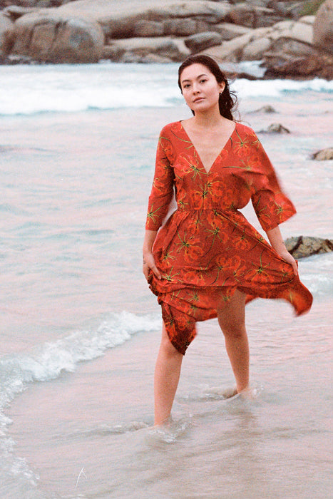 'Gabrielle' Dress - Red Flame Lily