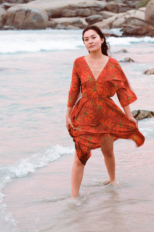 'Gabrielle' Dress - Red Flame Lily