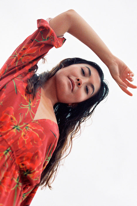 'Gabrielle' Dress - Red Flame Lily