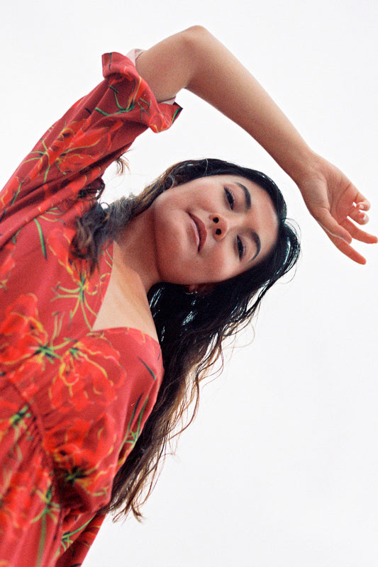 'Gabrielle' Dress - Red Flame Lily