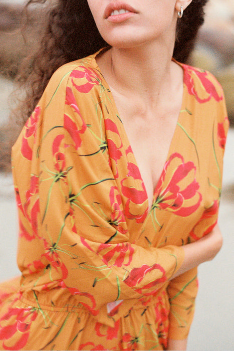 'Gabrielle' Dress - Tumeric Flame Lily