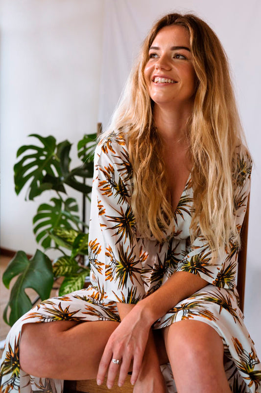 'Gabrielle' Dress -Wht Aloe