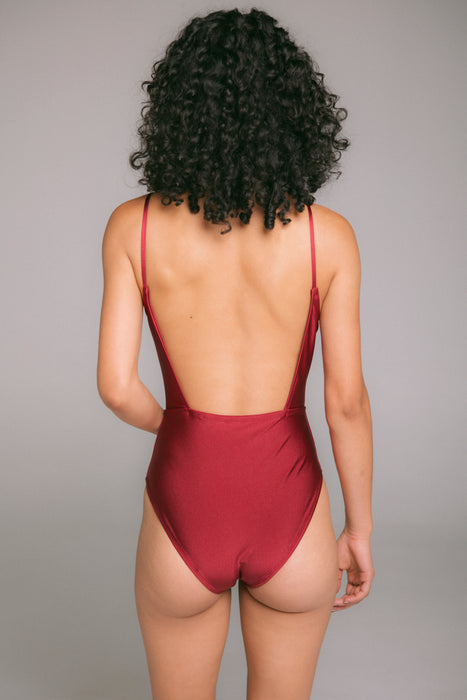 Maroon Ruched one-piece