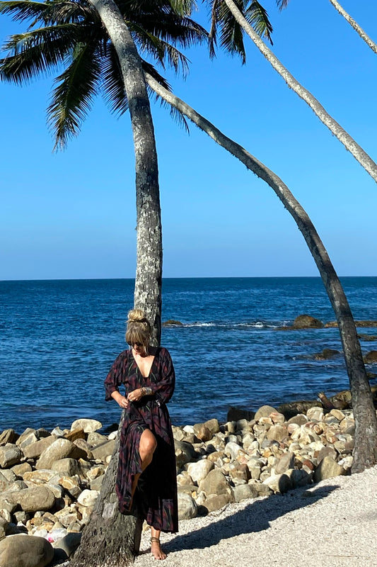 'Gabrielle' Dress -Blk Arum Lily