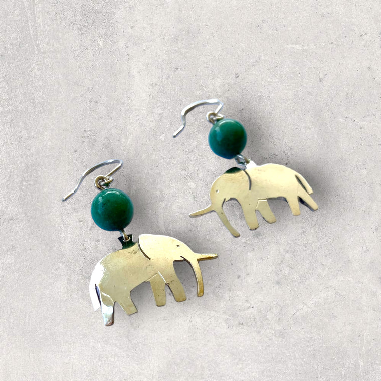 Elephants with Chrysoprase stone