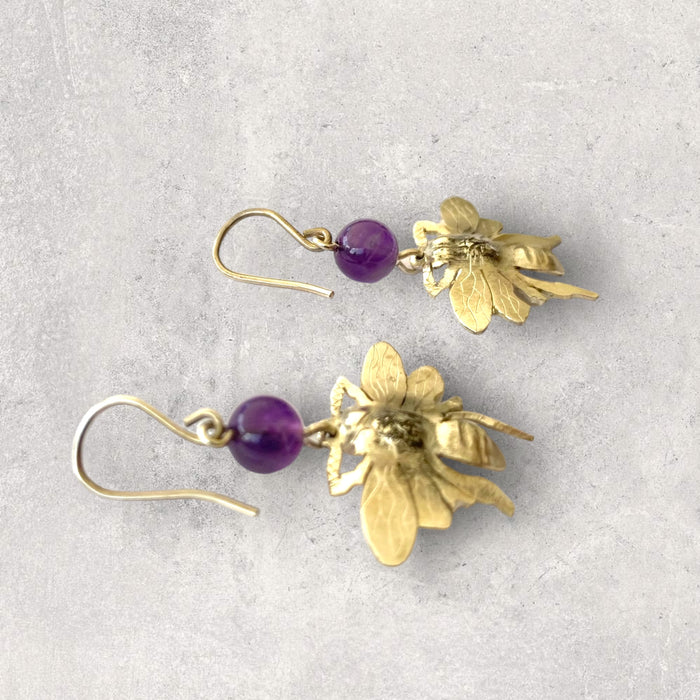 Bee & Amethyst Earrings