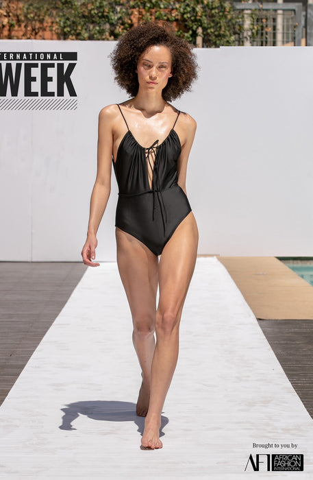 Black Ruched One-Piece